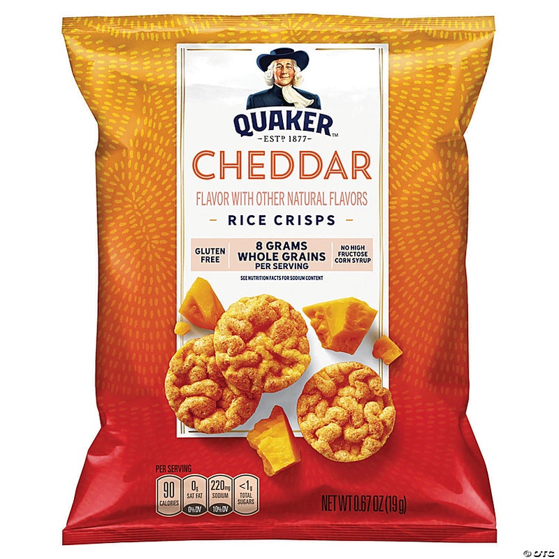 Quaker Popped Rice Crisps Cheddar Cheese, .67 oz, 60 Count