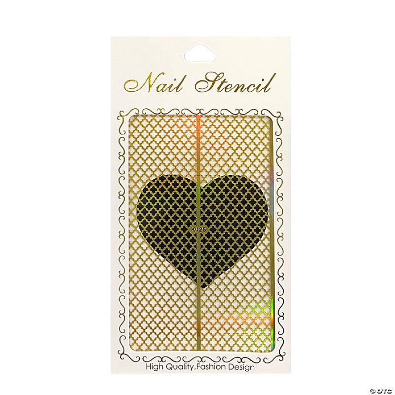 Wrapables Gold Nail Art Guide Large Nail Stencil Sheet - Clover