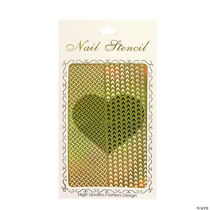 Wrapables Gold Nail Art Guide Large Nail Stencil Sheet - Weave and Arrow