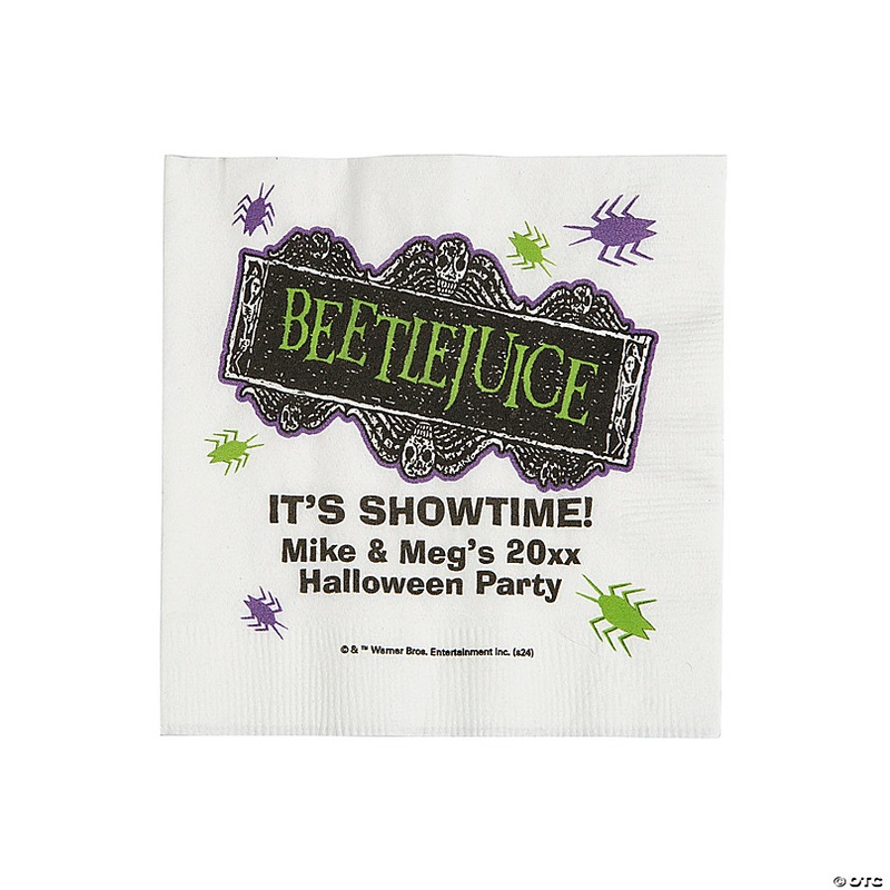 5 Bulk 50 Ct. Personalized Beetlejuice Party Disposable Paper Beverage Napkins