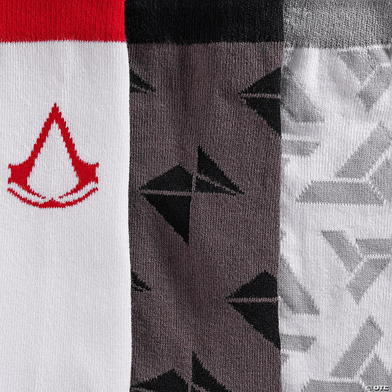 Assassins Creed Icons Mens Crew Socks  Video Game Socks  3 Pairs Size 9-12