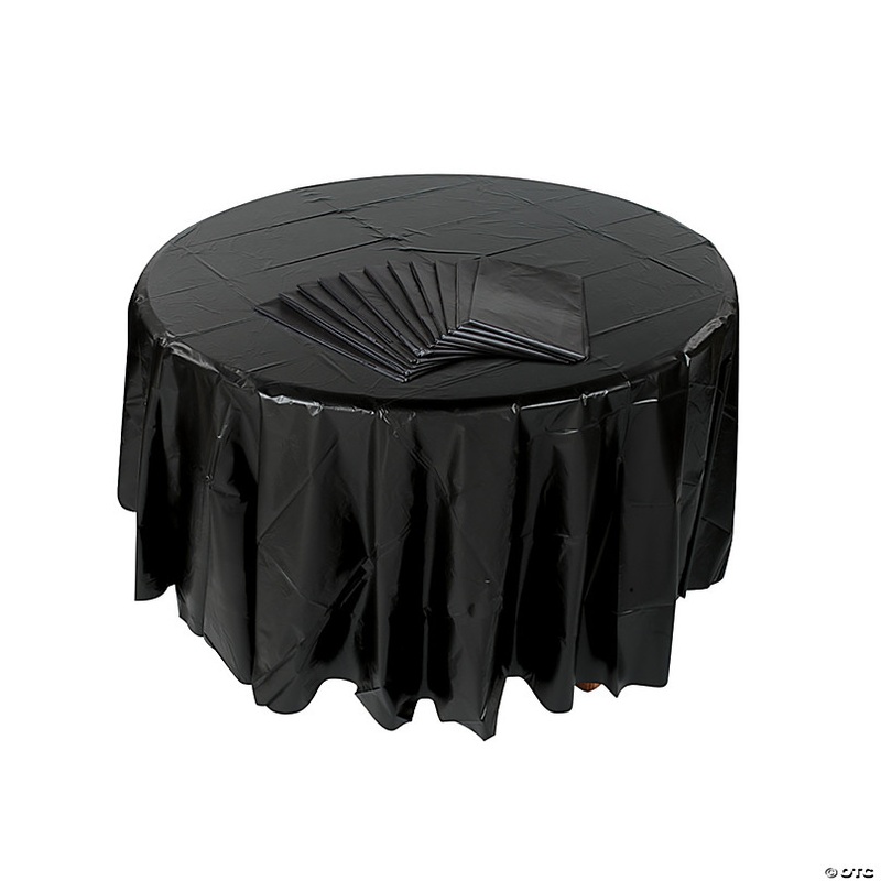 Bulk 12 Pc. 82 Black Round Plastic Tablecloths