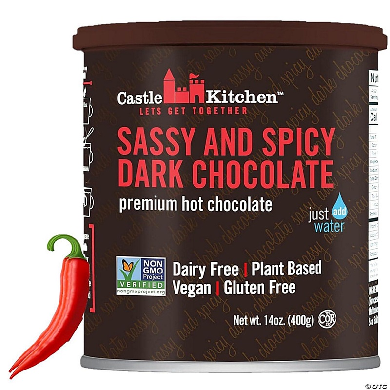Castle Kitchen Spicy Hot Chocolate (14 oz)-Dairy Free, Vegan Mexican Hot Cocoa Mix made With Natural Chili SpicedFlavors