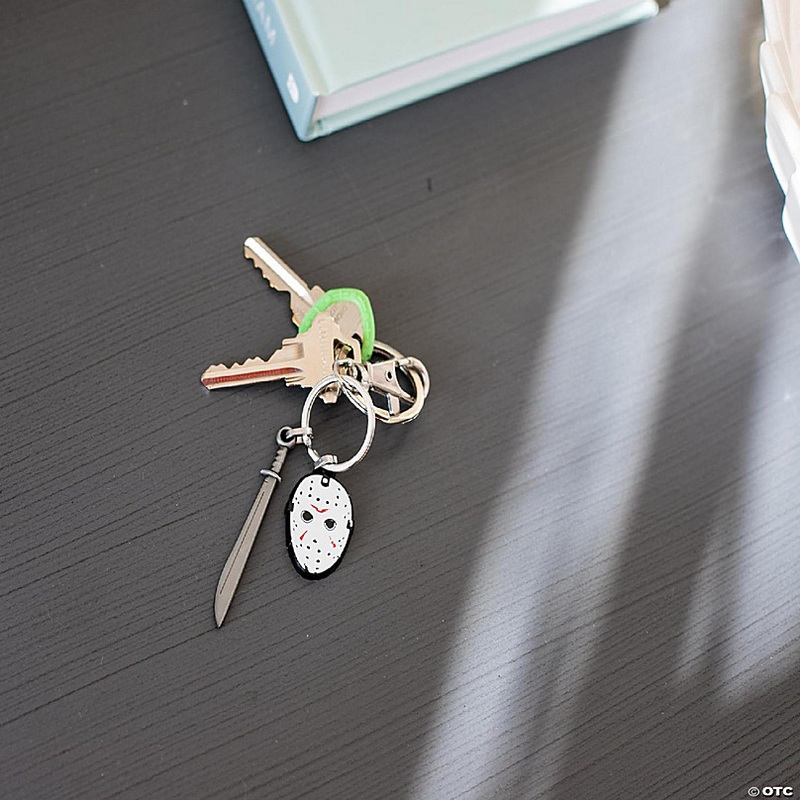 Friday The 13th Mask & Machete Sword Heavy Duty Metal Car & Backpack Keychain