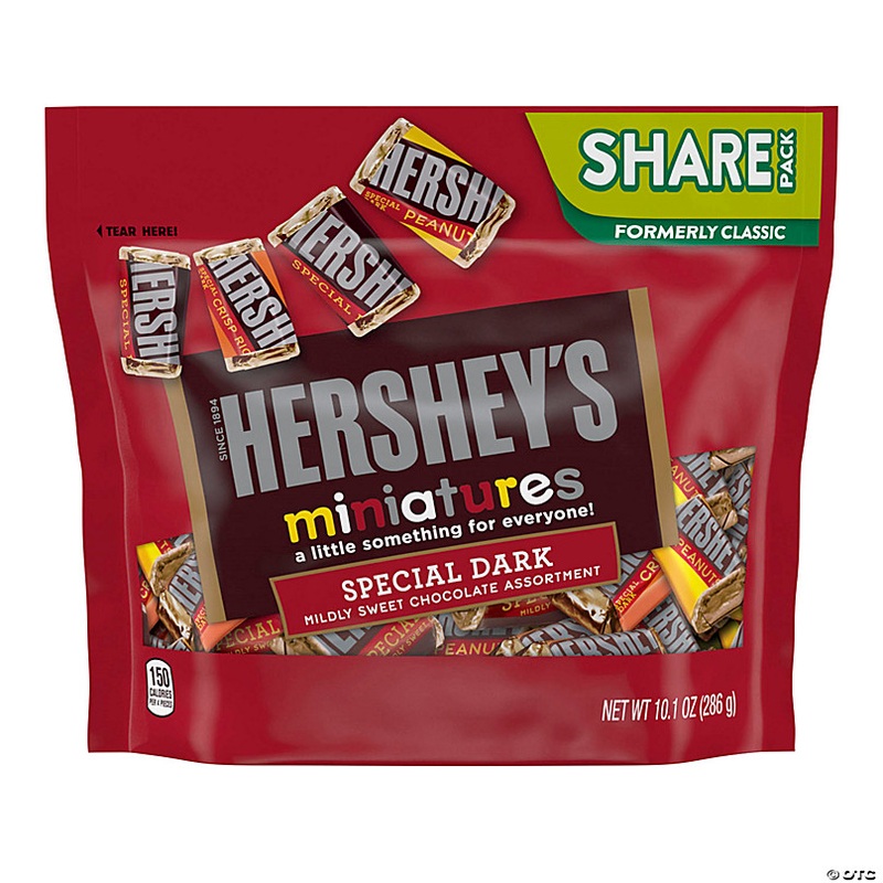 HERSHEY'S Miniatures Dark Chocolate Candy Assortment, Share Pack, 10.1 oz, 3 Pack