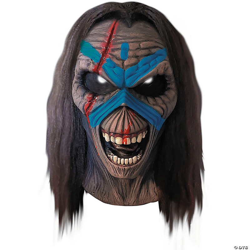 Iron Maiden Eddie The Clansman Latex Mask with Hair - One Size