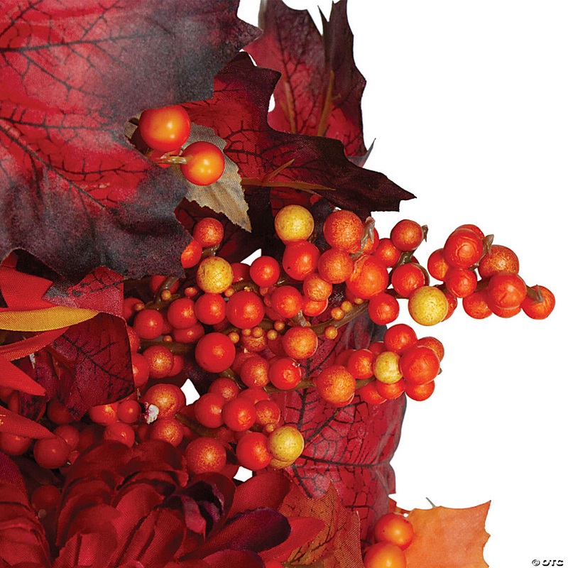 Northlight Leaves and Flowers Fall Harvest Wreath - 24-Inch  Unlit