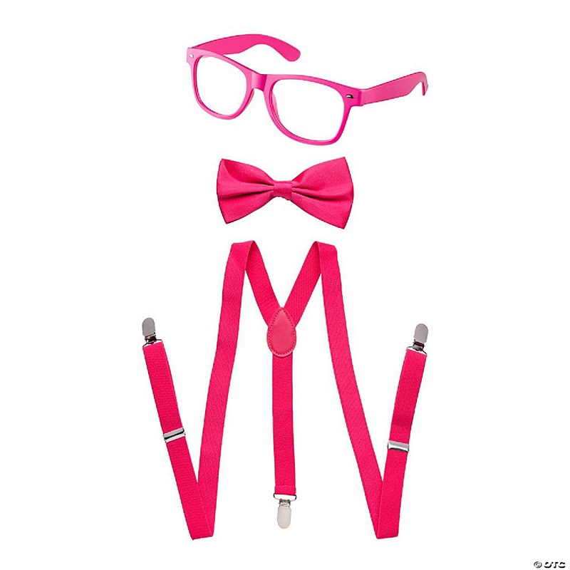 Pink Suspenders, Bowtie & Sunglasses Set