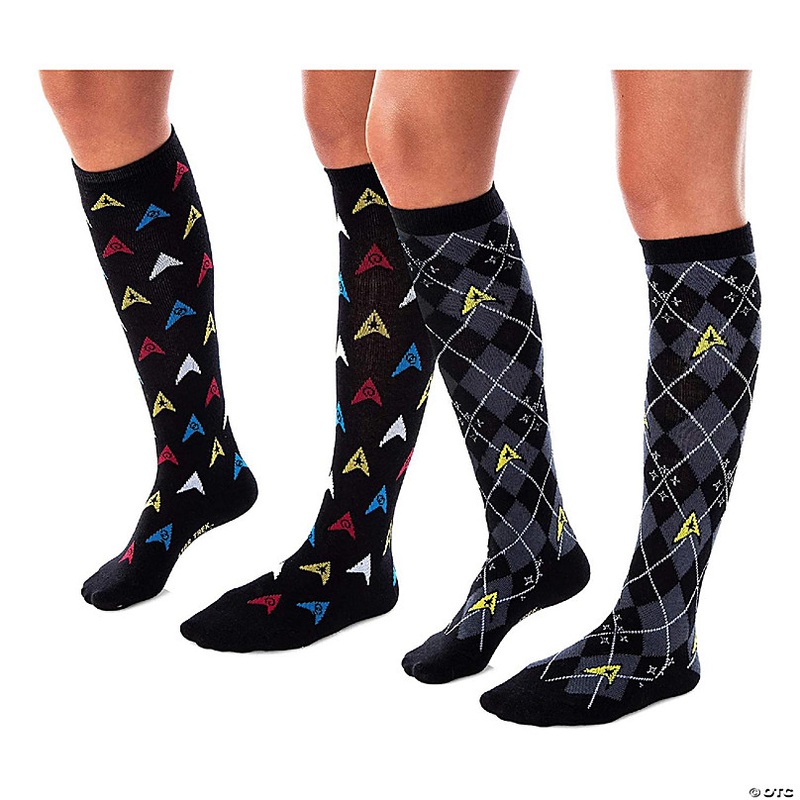 Star Trek Womens Argyle and Trexel Badges Knee High Socks  2 Pairs