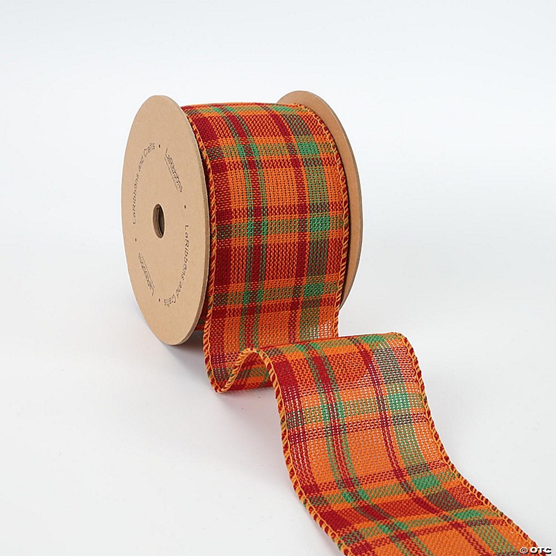 LaRibbons 2 1/2 Wired Ribbon - Harvest Plaid Rust/Multi - 10 Yard Roll