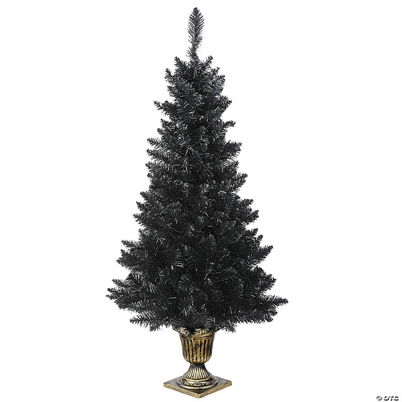 National Tree Company 4 ft. Black Entrance Tree with String of Orange Lights
