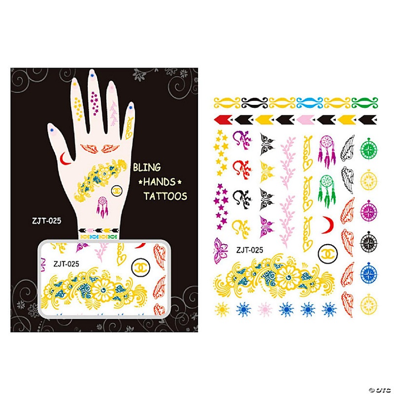 Wrapables Metallic Body Art Hand Tattoos, Adventurous