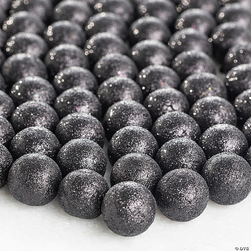 Bulk  120 Pc. Black Glitter Ball Vase Filler