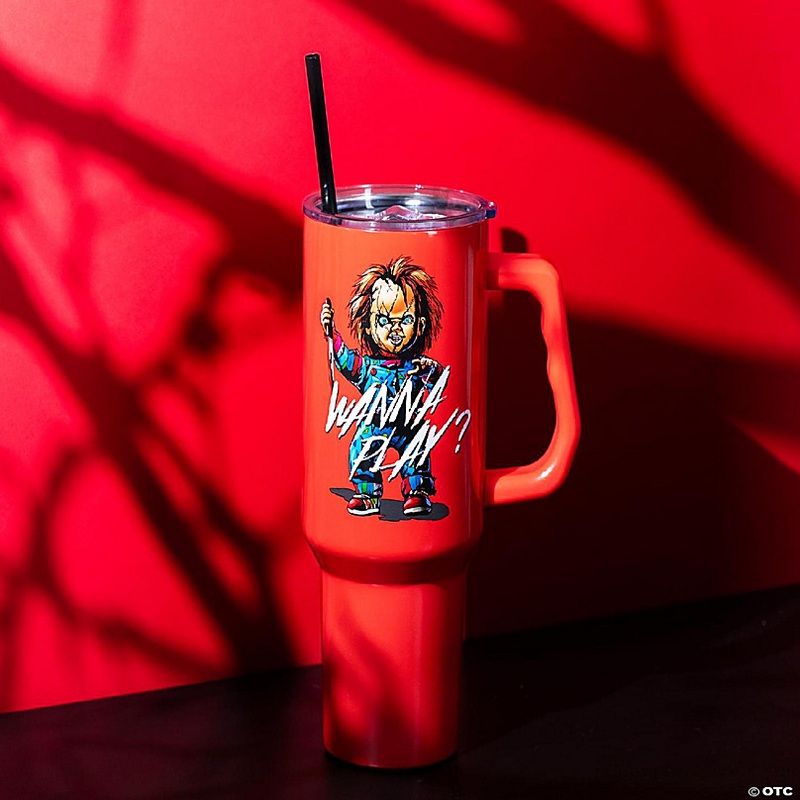 Child's Play Chucky Wanna Play? Red Stainless Steel Tumbler  Holds 40 Ounces