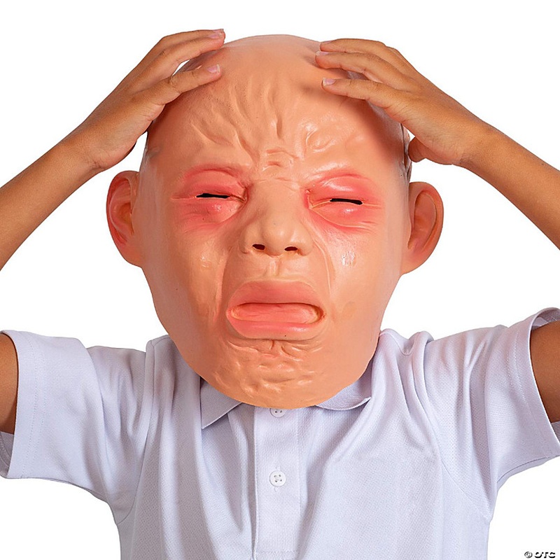 Crying Baby Costume Mask - Angry Crybaby Funny Lifelike Rubber Face Mask Accessories for Costumes for Adults and Children