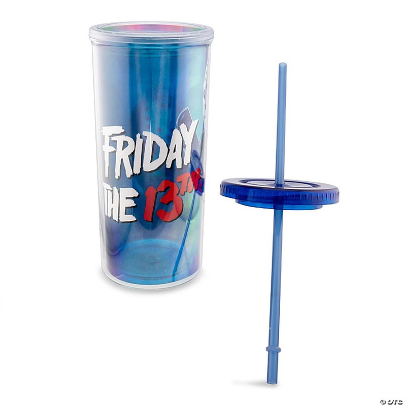 Friday The 13th Jason Carnival Cup With Lid and Straw  Holds 20 Ounces