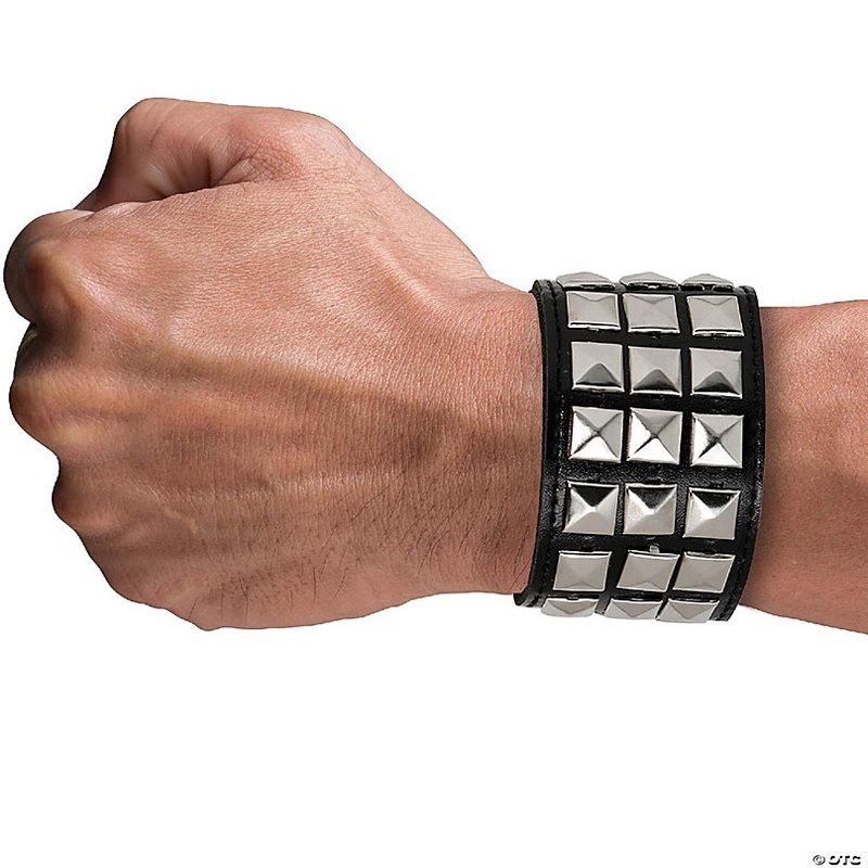 Punk Leather Stud Bracelet - Leather Cuff Biker Bracelet with Studs for Men, Women and Kids