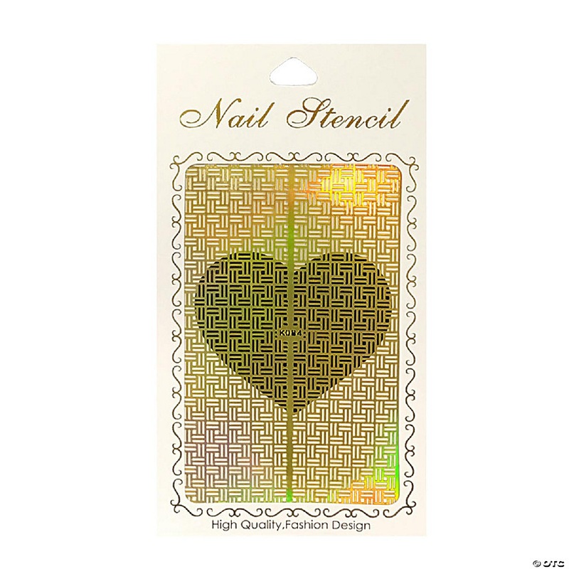 Wrapables Gold Nail Art Guide Large Nail Stencil Sheet - Basketweave
