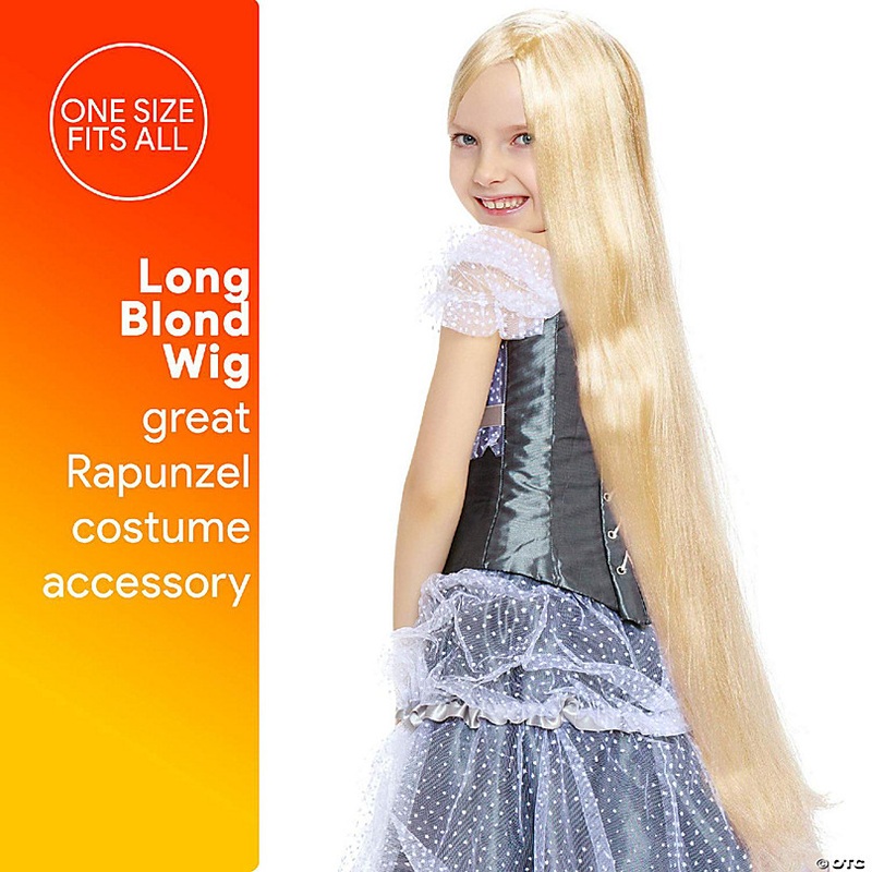 Skeleteen Long Blond Princess Wig - Blonde Kids Pretend Play Costume Accessories Princess Wigs for Children