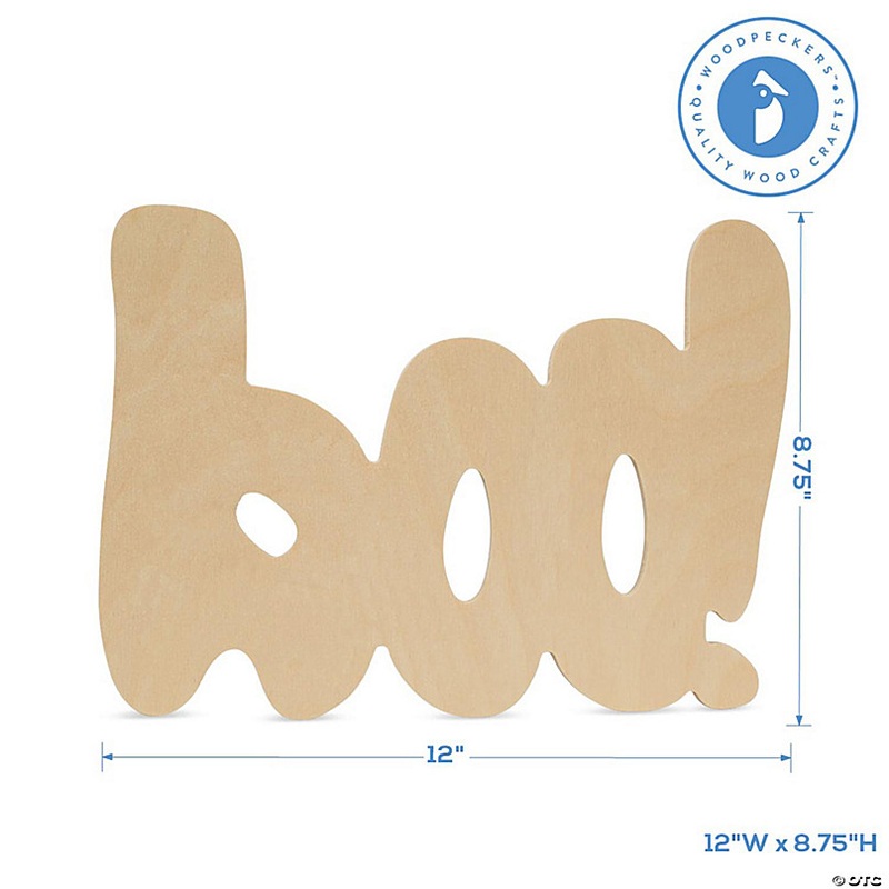 Woodpeckers Crafts, DIY Unfinished Wood 12 Boo Cutouts, Pack of 12