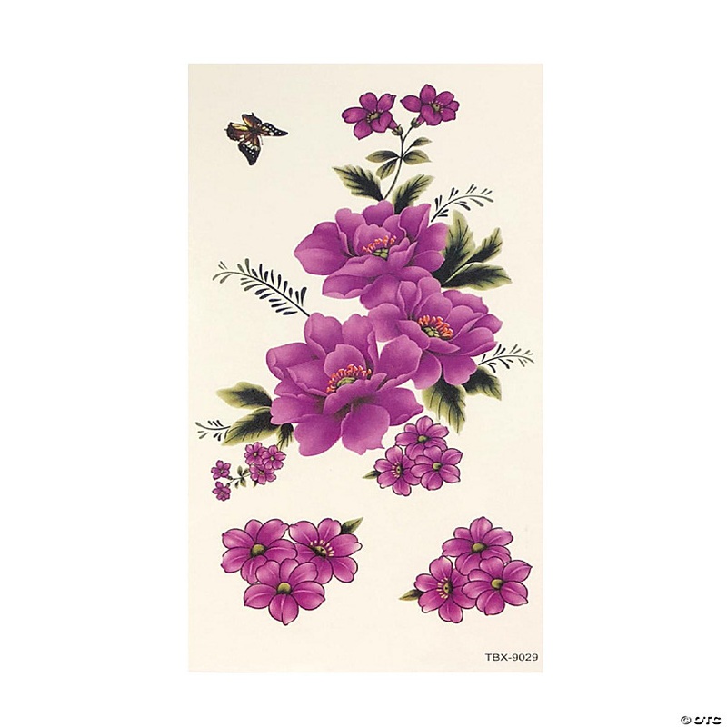 Wrapables Floral Temporary Tattoos Body Art Water Tattoos (8 Sheets), Roses & Peonies