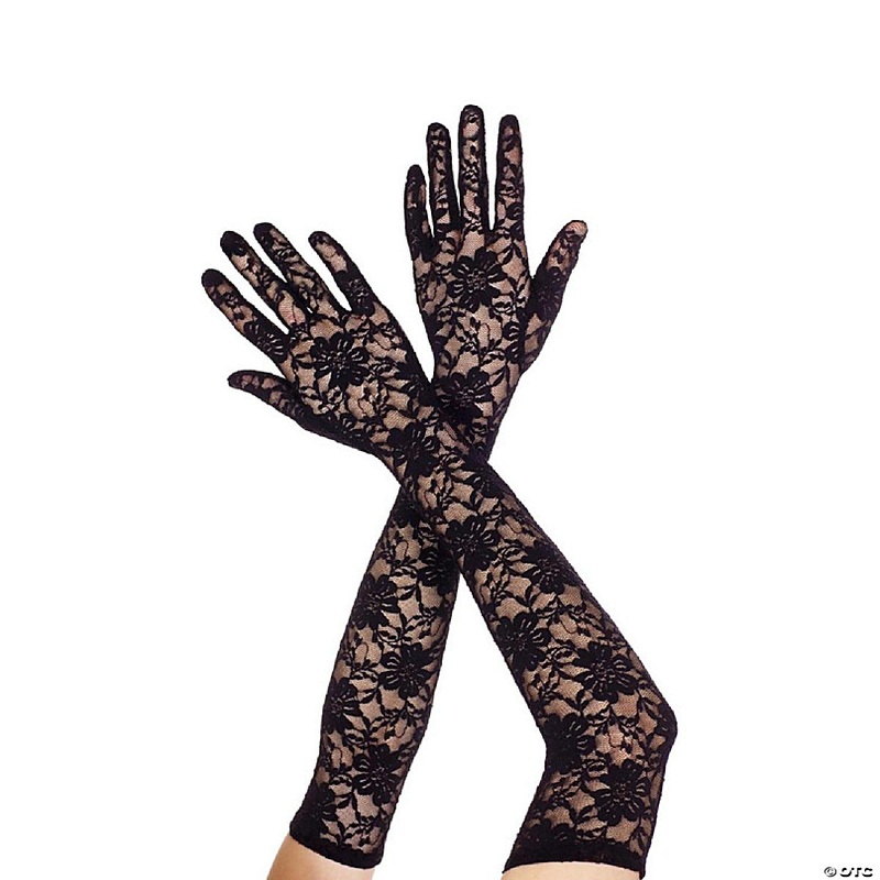 Extra Long Lace Gloves, Black
