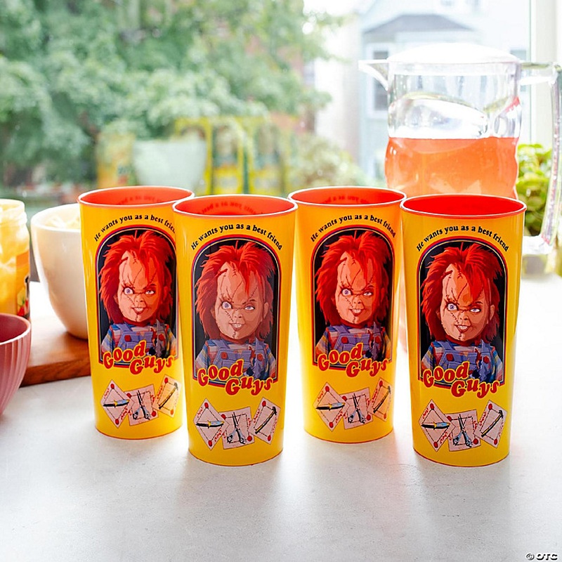 Kids Play Chucky Good Guys 4-Piece Plastic Cup Set  Each Holds 22 Ounces