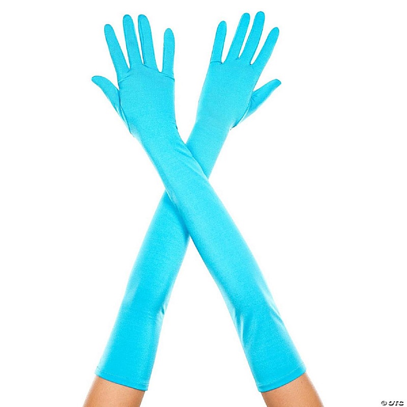 Music Legs 452-TURQUOISE Extra Long Satin Gloves, Turquoise