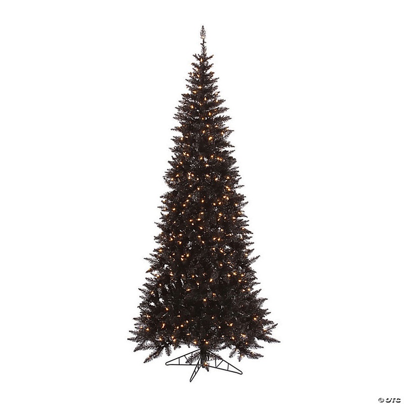 Vickerman 6.5' Black Fir Slim Christmas Tree with Warm White LED Lights
