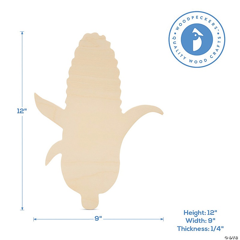 Woodpeckers Crafts, DIY Unfinished Wood 12 Corn on the Cob Cutout Pack of 3