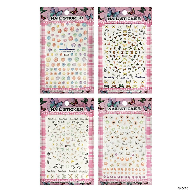 Wrapables 4 Sheets Nail Stickers Nail Art Set - Butterflies Nail Stickers