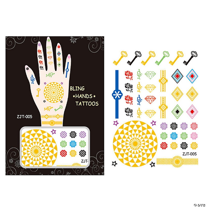 Wrapables Metallic Body Art Hand Tattoos, Spunky Love