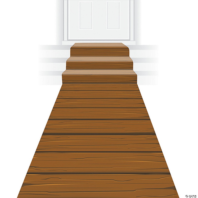 24 x 10 Ft. Wooden Plank Polyester Aisle Runner