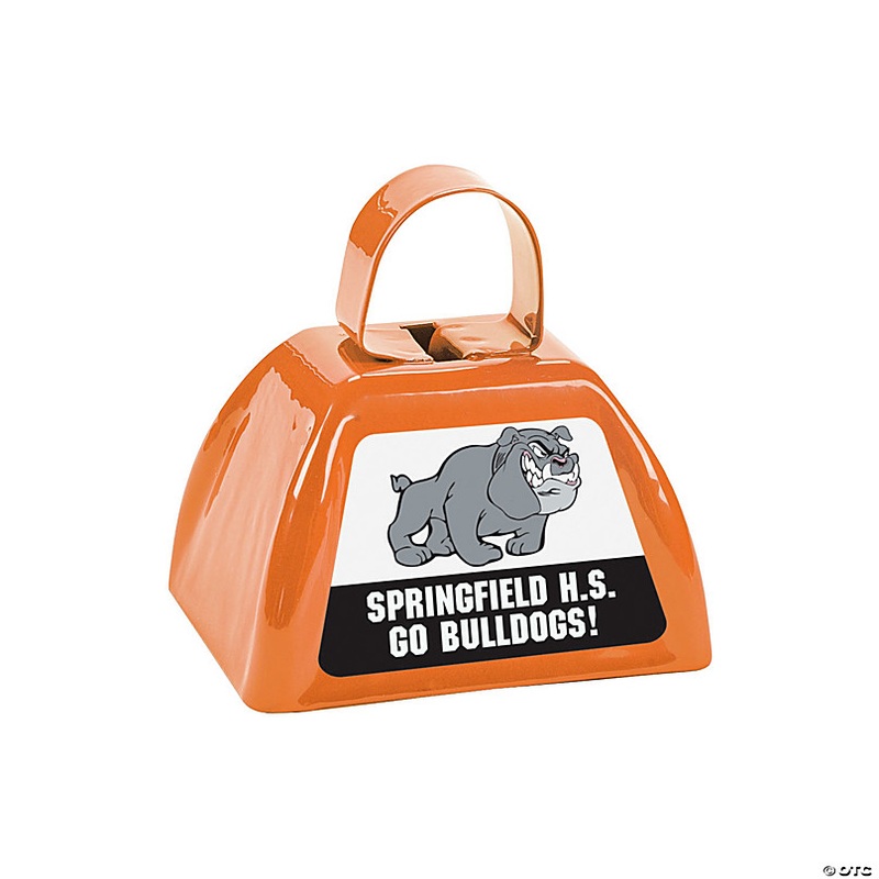 Custom Photo Orange Team Spirit Cowbells - 12 Pc.