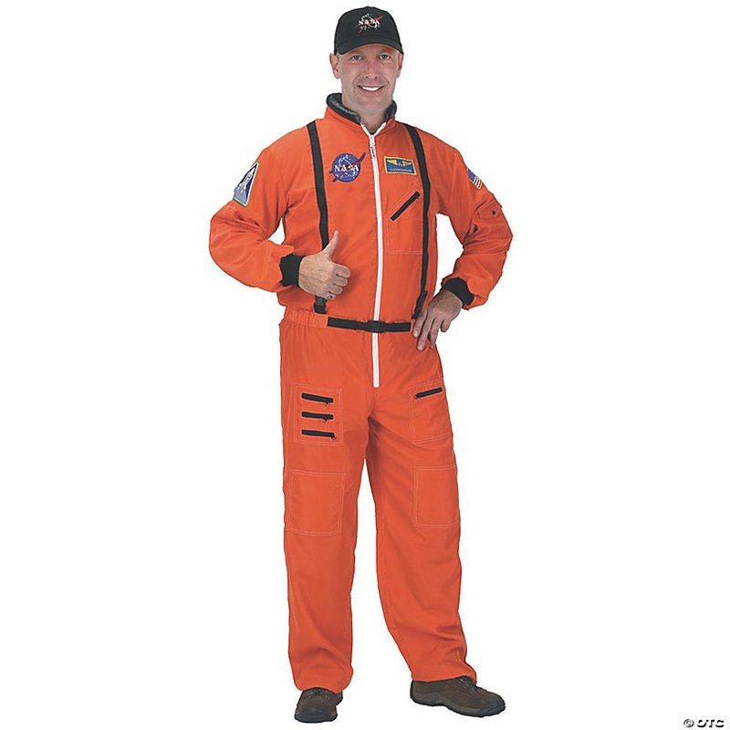 Men's Orange Suit Astronaut Costume - Large