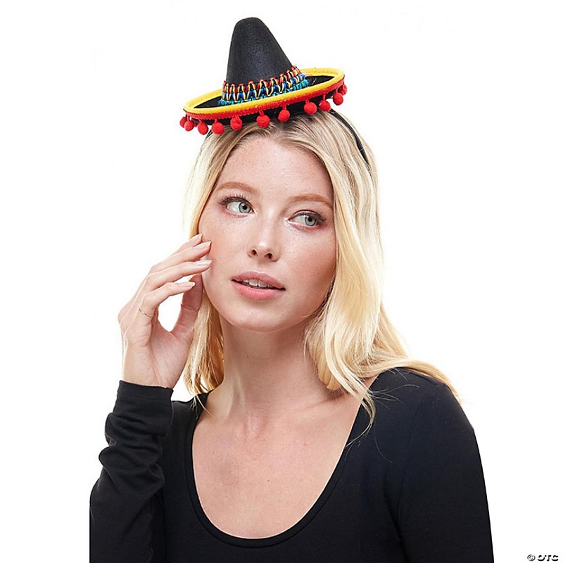 Mini Sombrero Hat Costume Headband  Black