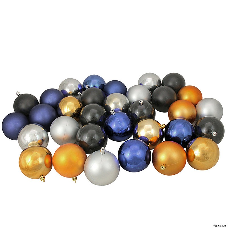 Northlight 32ct Black and Gold Shatterproof 2-Finish Christmas Ball Ornaments 3.25 (80mm)