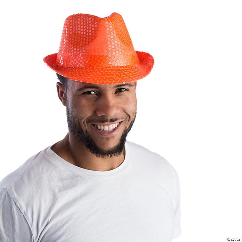 Sequined Fedora Hat - Orange