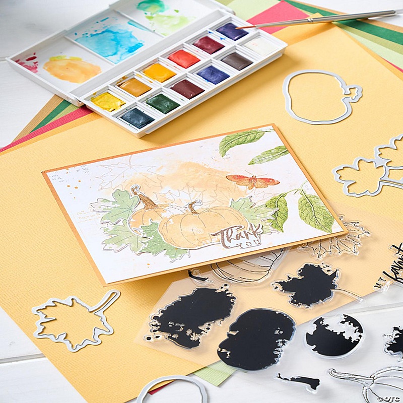 Sizxix A5 Clear Stamps With Framelits Die By 49 And Market-Pencil Line Harvest