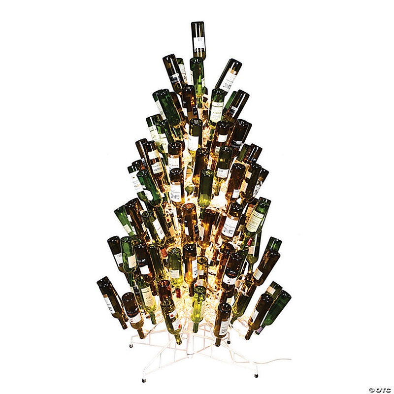 Vickerman 4' White Wine Bottle Tree Clear, Dura-Lit Mini Lights