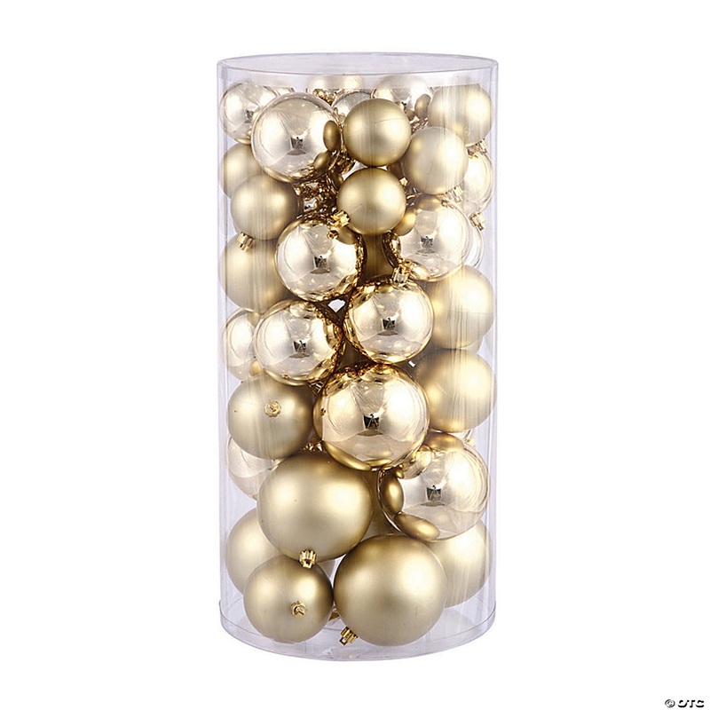 Vickerman Shatterproof 1.5-2 Gold Shiny and Matte Ball Christmas Ornament Assortment, 50 per Box