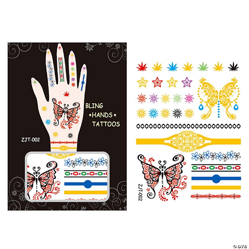 Wrapables Metallic Body Art Hand Tattoos, Faith and Free Spirit