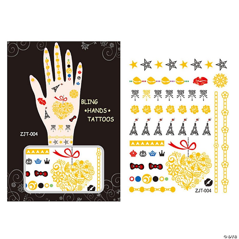 Wrapables Metallic Body Art Hand Tattoos, Romantic