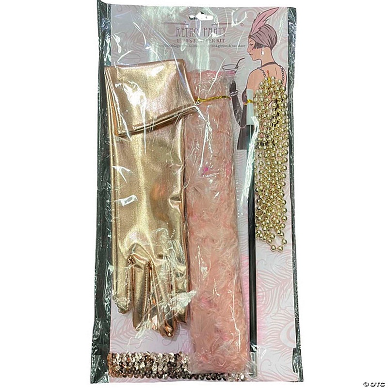 Adults Gold Roaring 20's Costume Accessory Kit - 6 Pc.