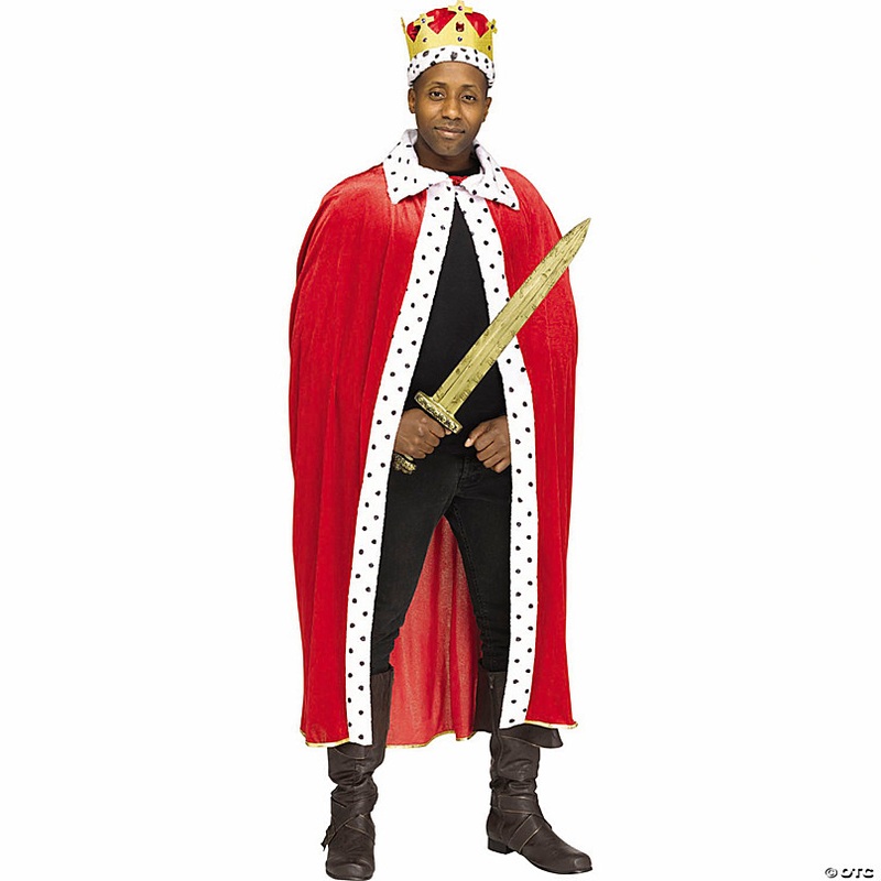 Adults Royalty Polyester Robe & Plastic Crown Set - One Size