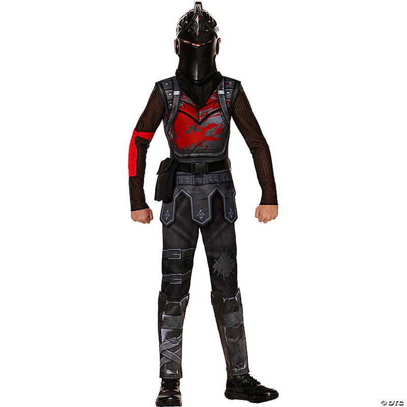 Kids Fortnite Black Polyester Jumpsuit Black Knight Costume - Medium 8-10