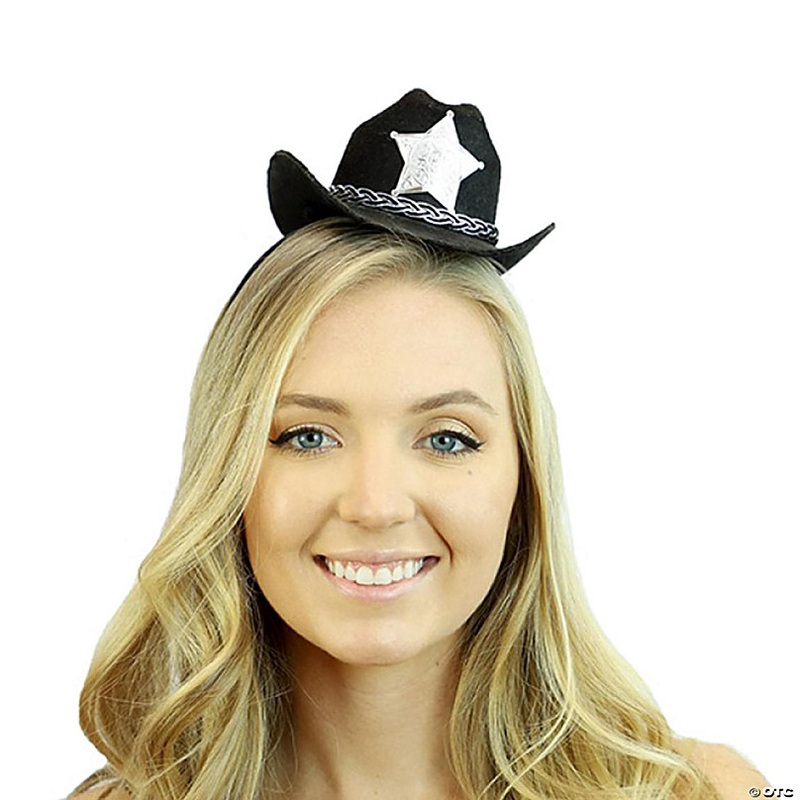 Mini Cowboy Hat Costume Headband  Black