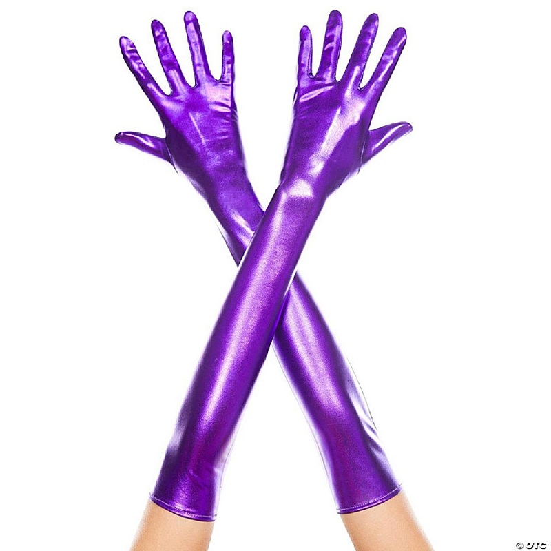 Music Legs 457-PURPLE Extra Long Metallic Gloves, Purple