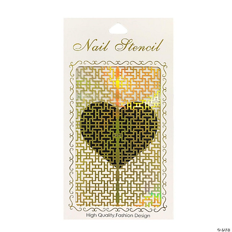 Wrapables Gold Nail Art Guide Large Nail Stencil Sheet - Puzzle