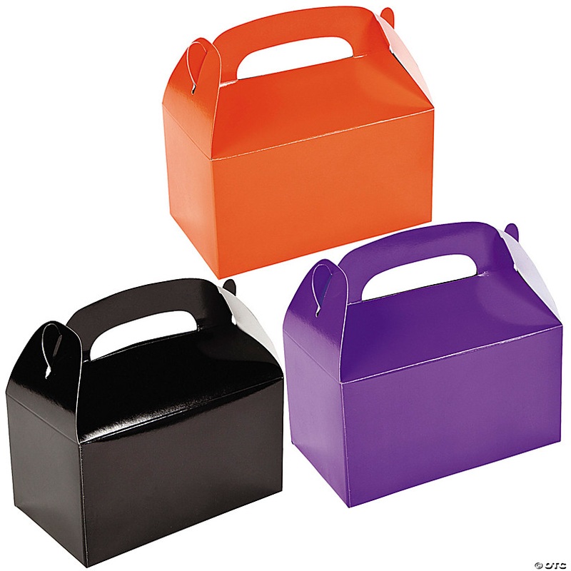 Black, Purple & Orange Gable Box Favor Kit for 36
